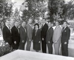 1987 THISCO planning meeting: (from left) Bruce Covill, John B. Evans, Bob McGrail, Bill Watson; (from right) John Ballantyne, Jim Yoakum, Tom Castleberry. 